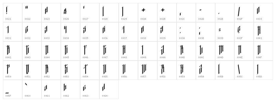Dancing_DL1.0 Character Map