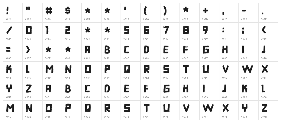 Danger Agenda DEMO Regular Character Map