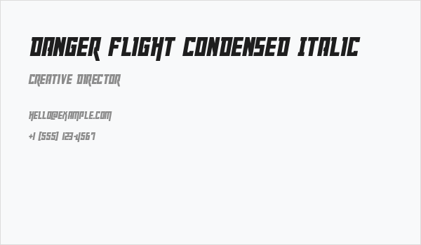 Danger Flight Condensed Italic Business Card