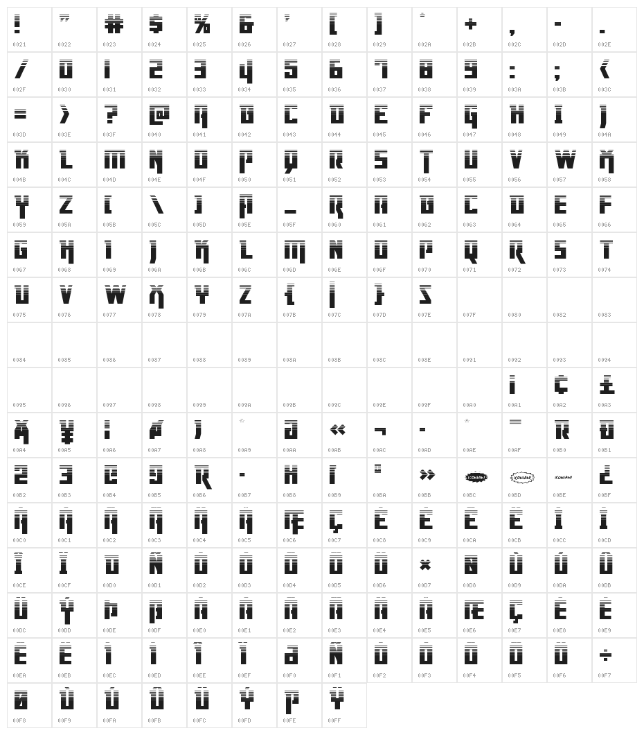 Danger Flight Halftone Character Map