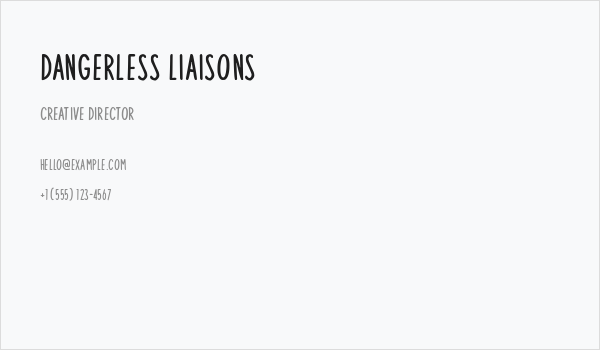 Dangerless Liaisons Business Card