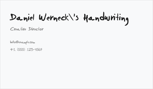Daniel Werneck's Handwriting Business Card