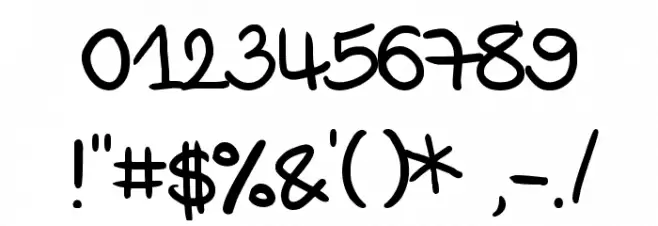 Dani's Handwriting Font OTHER CHARS