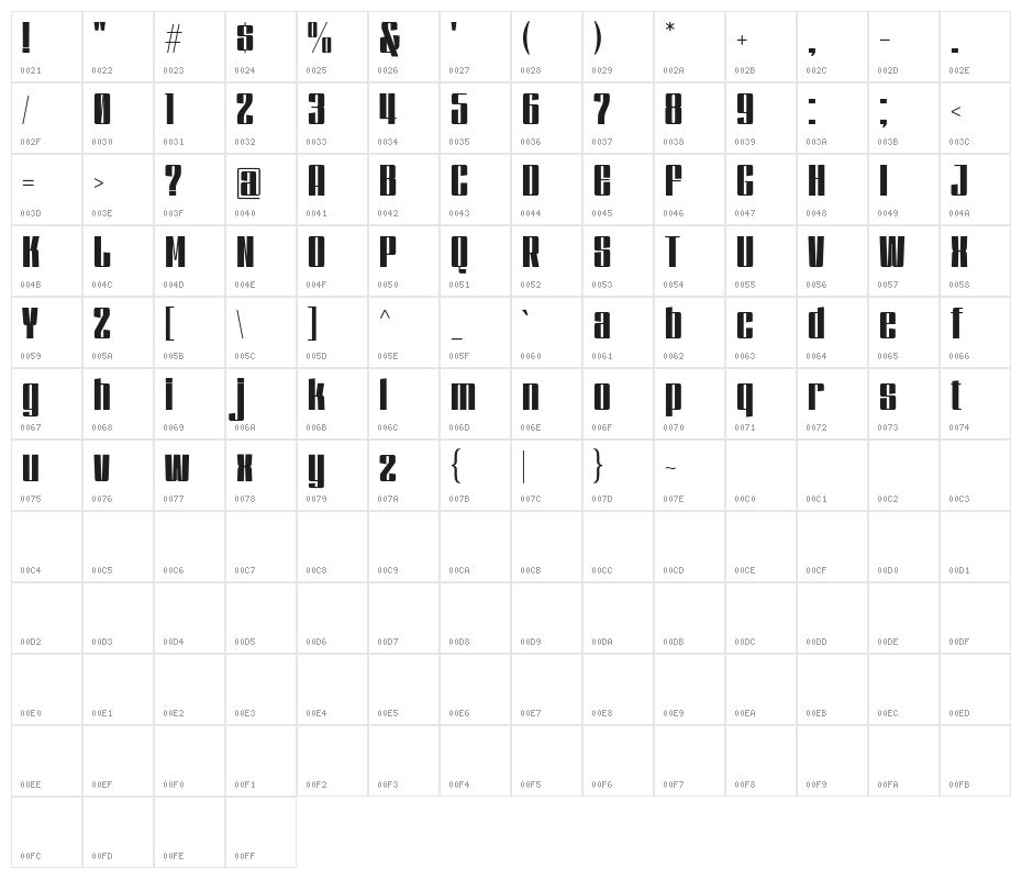 DankfieldRegularDEMO Character Map
