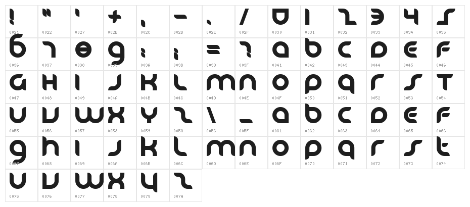 Danube Bold Character Map