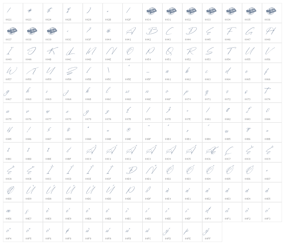 Danymeka DEMO VERSION Italic Character Map