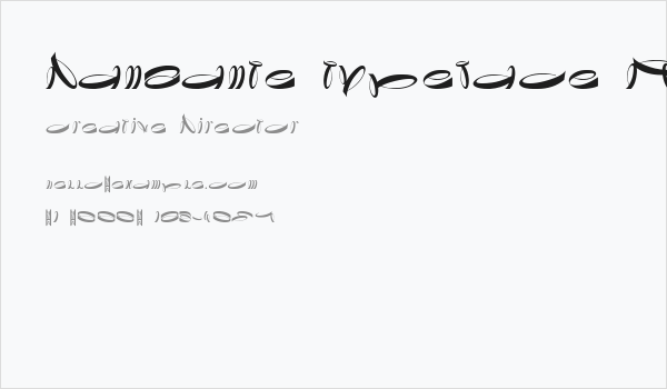 Danzante typeface Regular Business Card