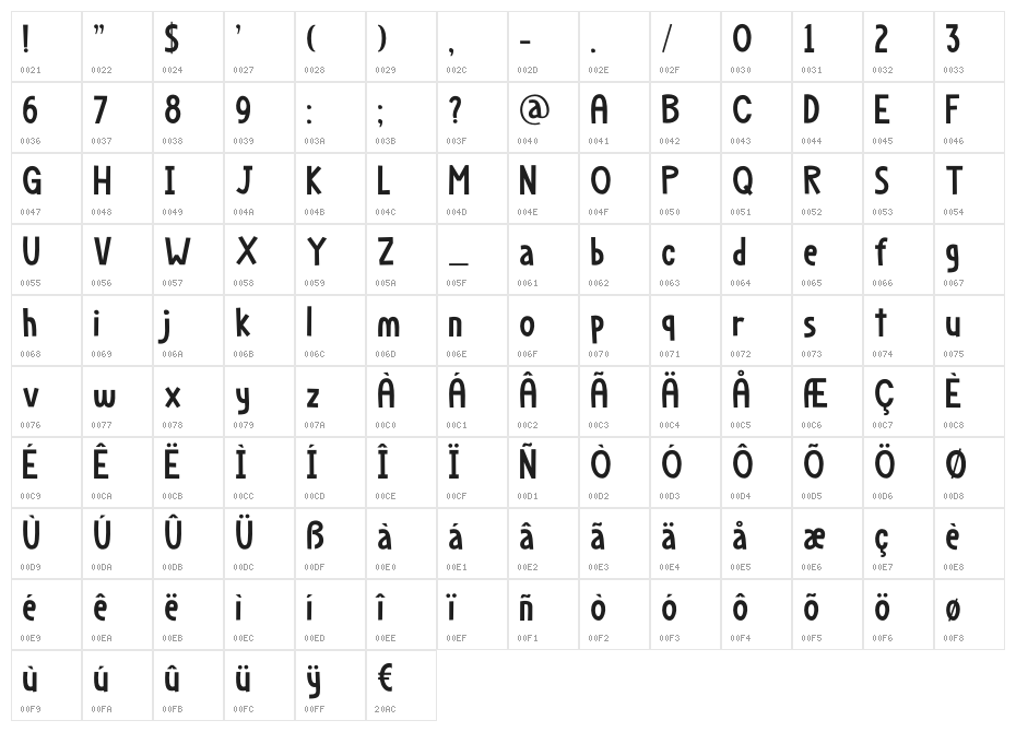 Dapplegrim DEMO Regular Character Map