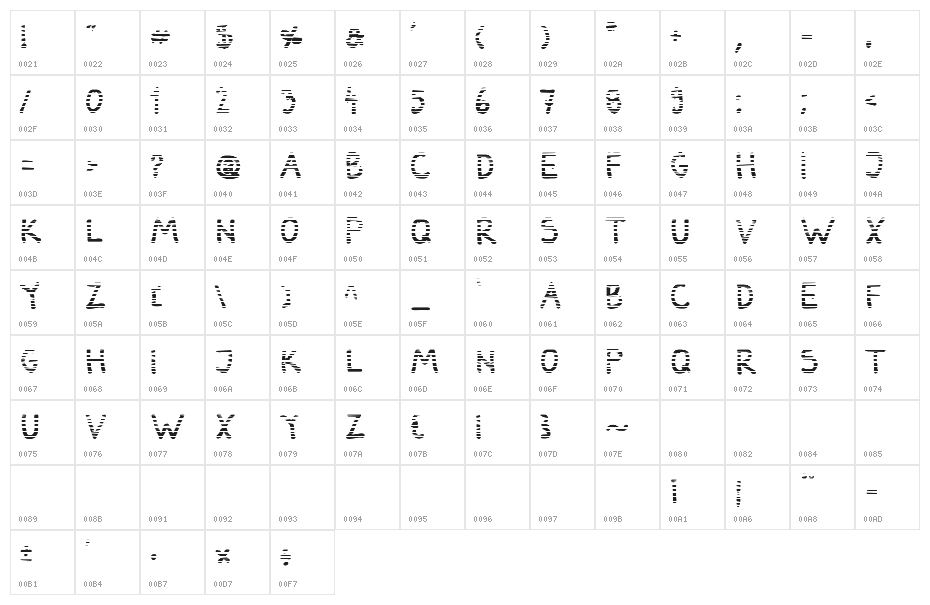 Darbog gradient Bold Character Map