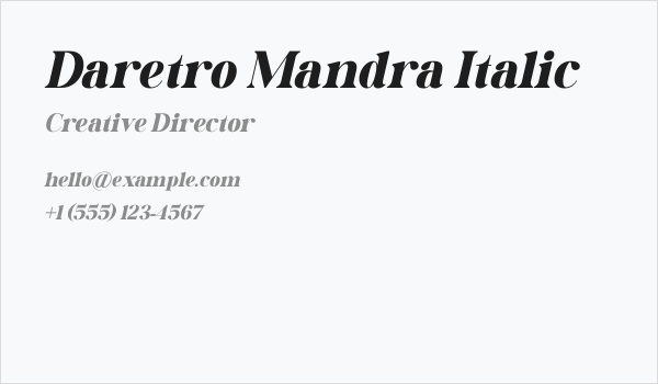 Daretro Mandra Italic Business Card