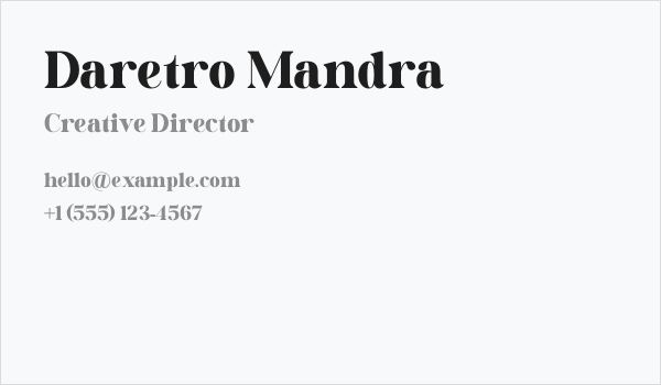 Daretro Mandra Business Card