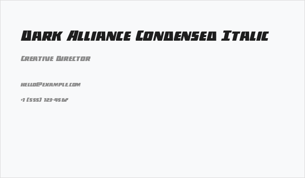 Dark Alliance Condensed Italic Business Card