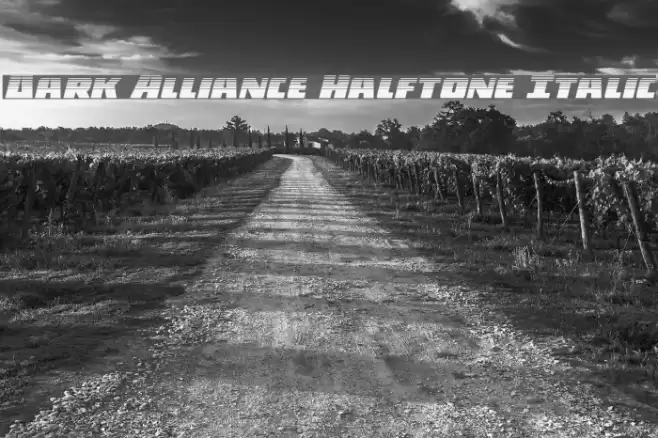 Dark Alliance Halftone Italic Font examples