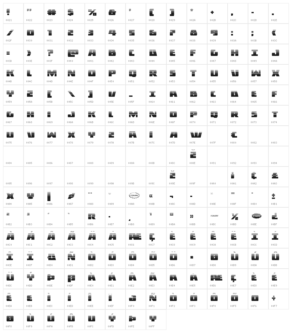 Dark Alliance Halftone Character Map