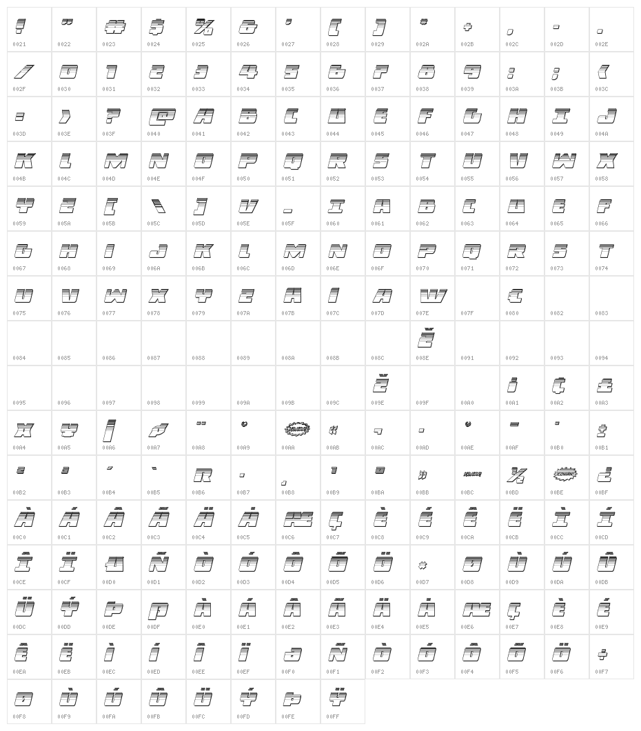 Dark Alliance Platinum Italic Character Map