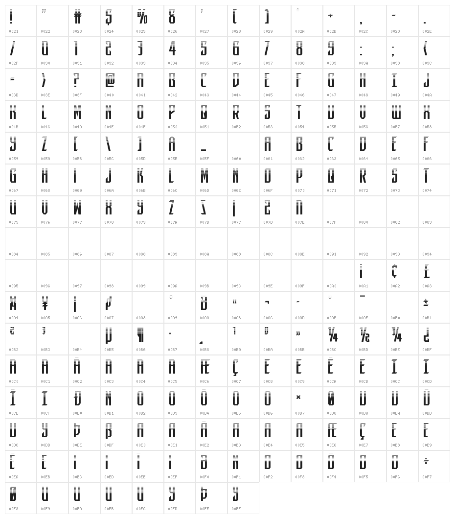 Dark Dominion Halftone Character Map