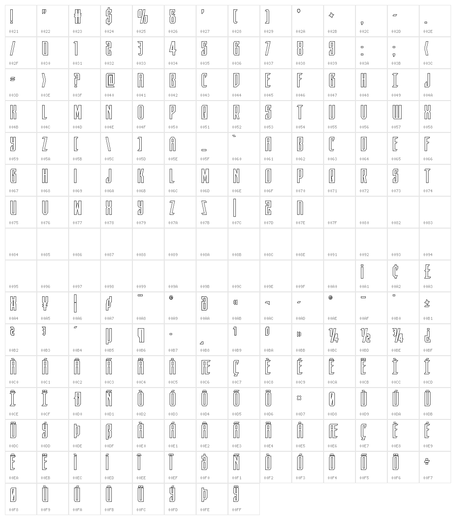Dark Dominion Outline Character Map