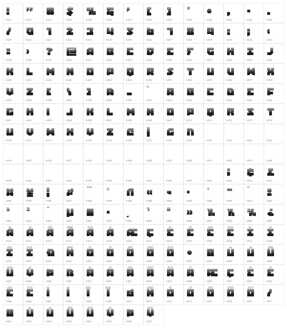 Dark Hornet Halftone Character Map