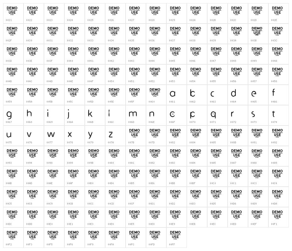 Dark Pinter Personal Use Grunge Brush Character Map