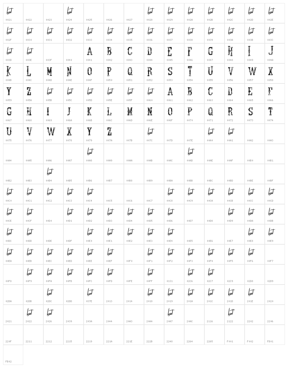 Dark Road Character Map