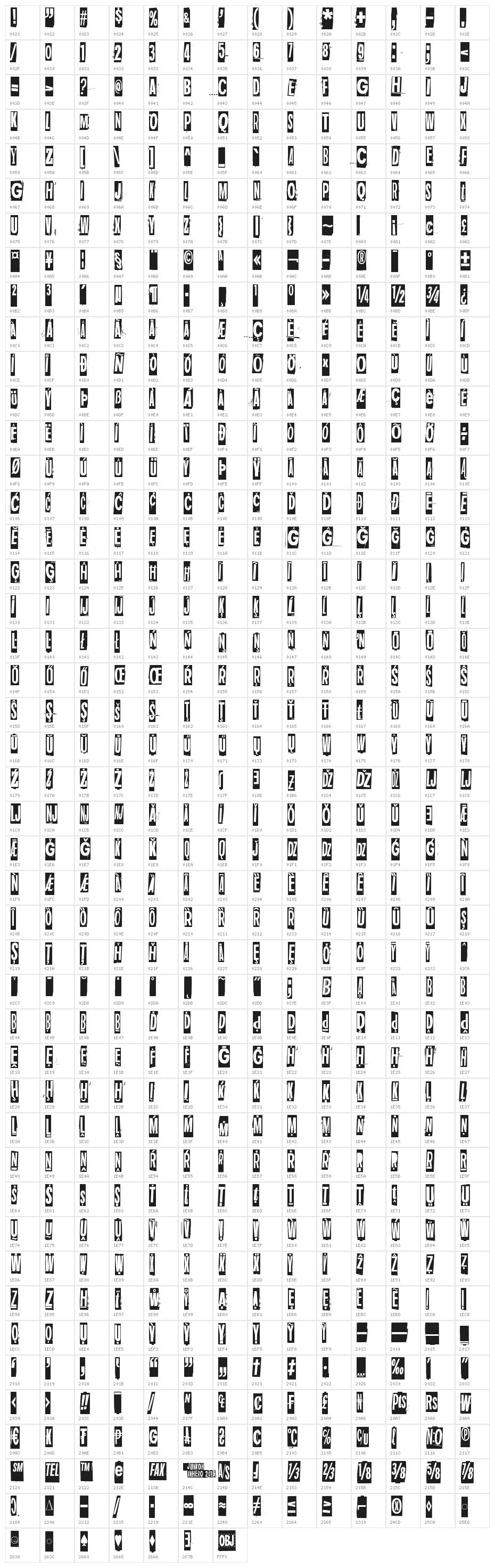Dark monday black Character Map