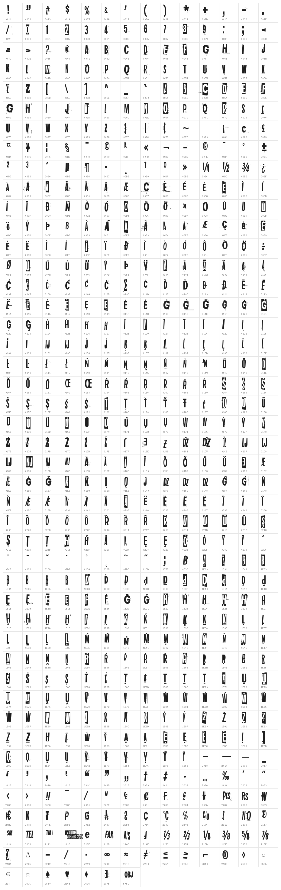 Dark monday Character Map