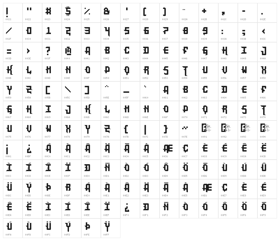 DarkPix Gothic Character Map