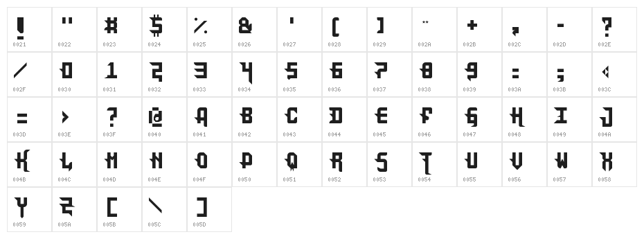 DarkPix Regular Character Map