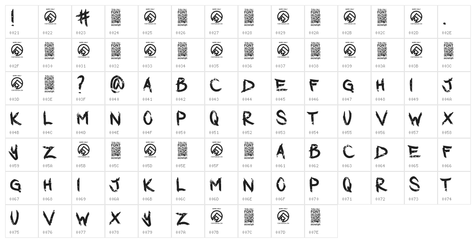 DarkWaters-Regular Character Map
