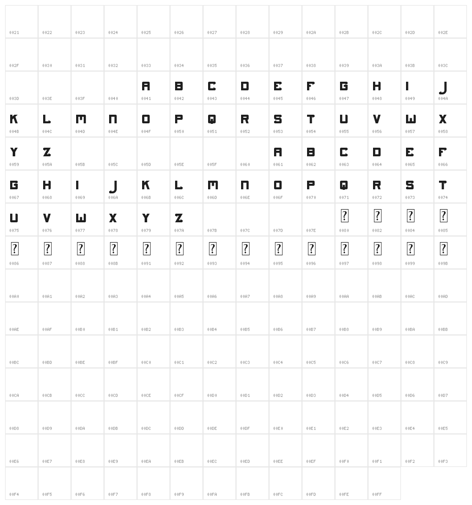 Darkness Bold Character Map