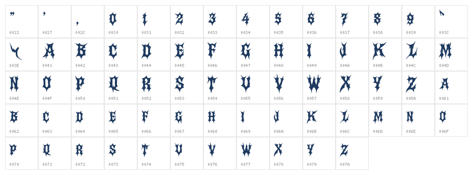 Darkness Regular Character Map
