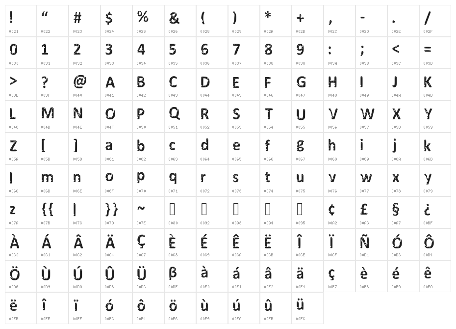 Darks_Calibri_Remix Character Map