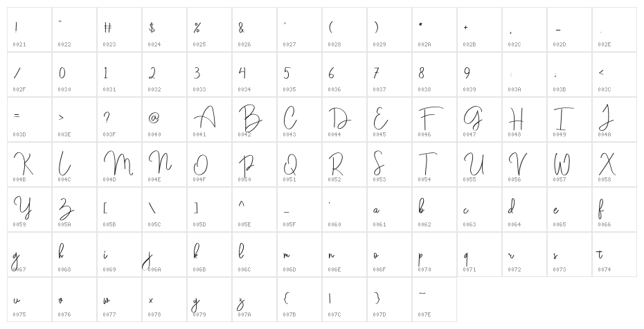 Darkwell2RegularDEMO Character Map