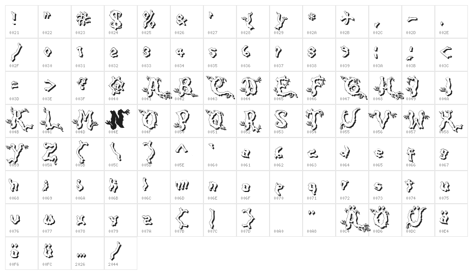 DarkwoodShad2 Character Map