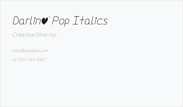 Darlin' Pop Italics Business Card