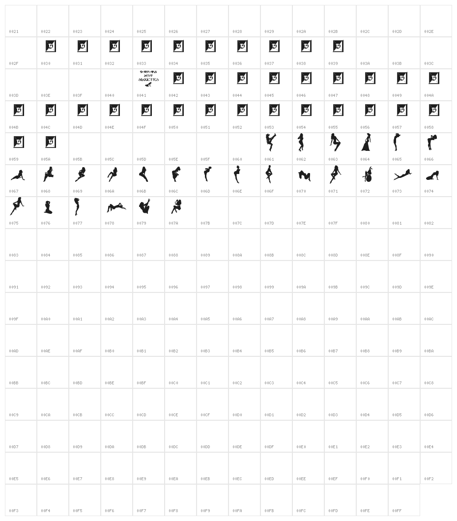 Darrians Sexy Silouettes Character Map