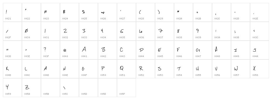 Daryl Short Character Map