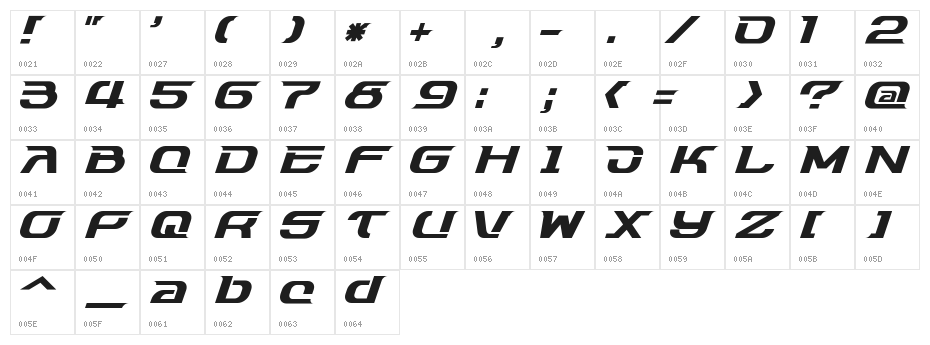 Dash9812 Character Map