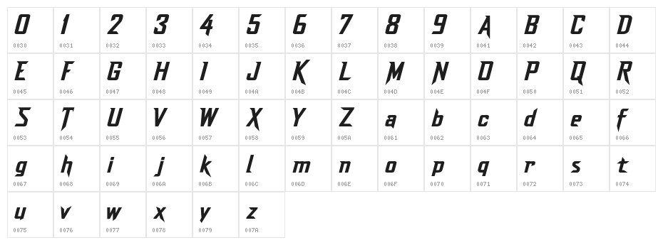 DashHorizon Character Map