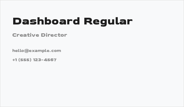 Dashboard Regular Business Card
