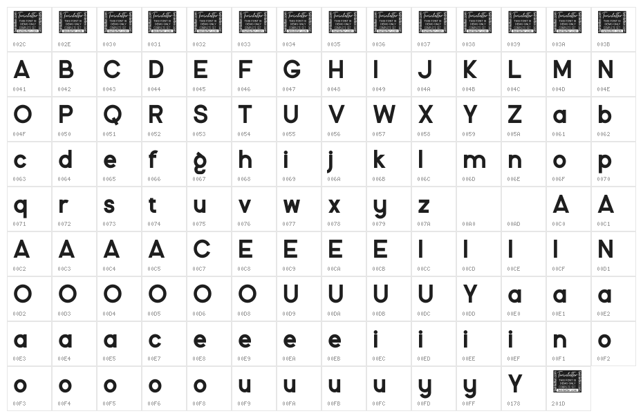 Dashing Personal Use Character Map