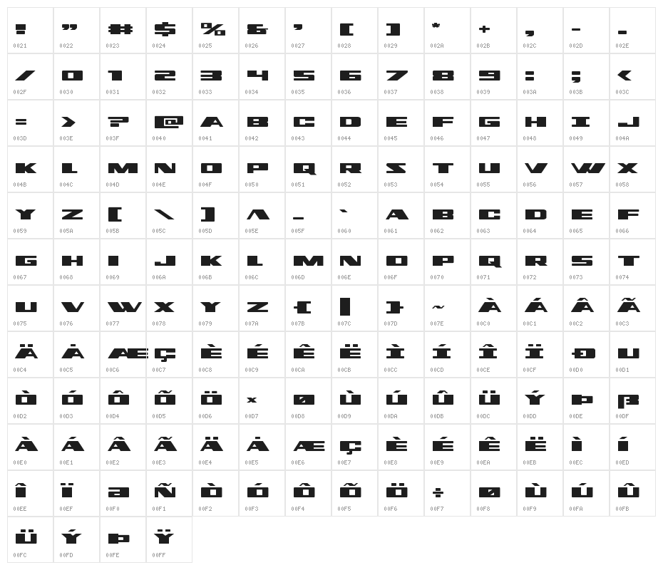Dassault Expanded Character Map