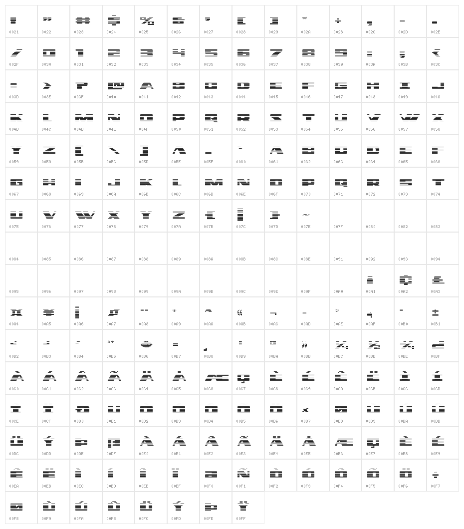 Dassault Gradient Character Map