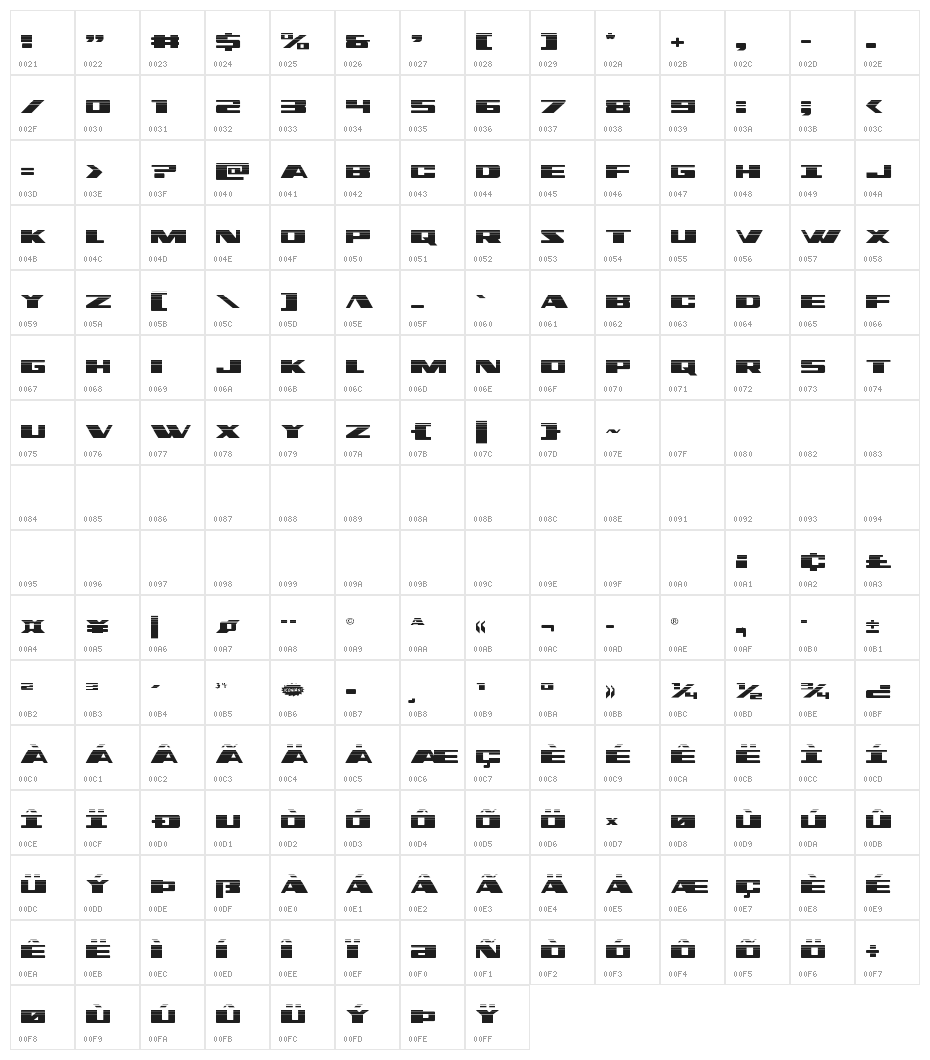 Dassault Halftone Character Map