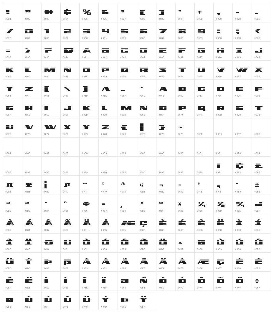 Dassault Laser Character Map