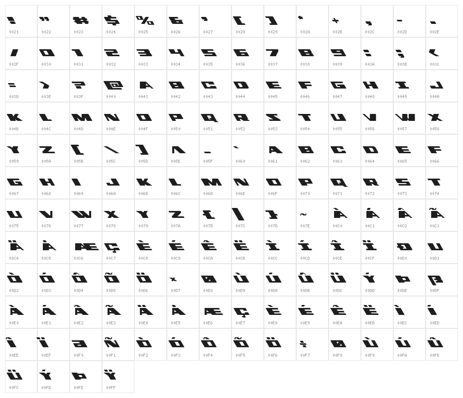 Dassault Leftalic Character Map