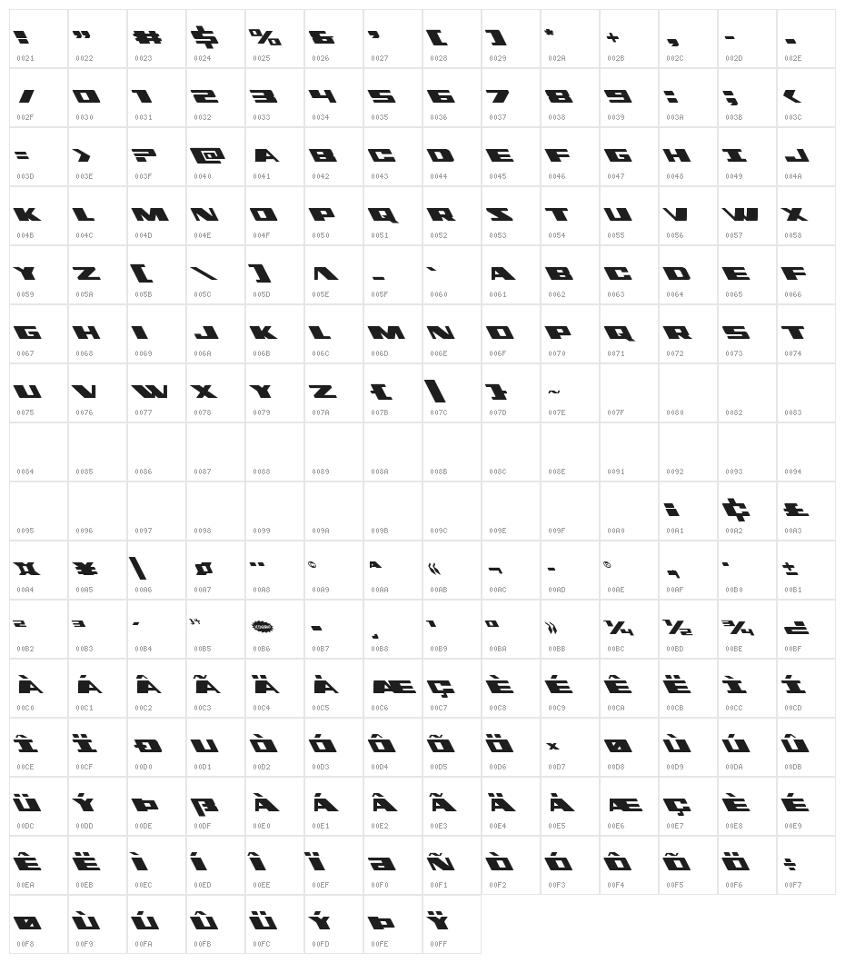 Dassault Leftalic Character Map