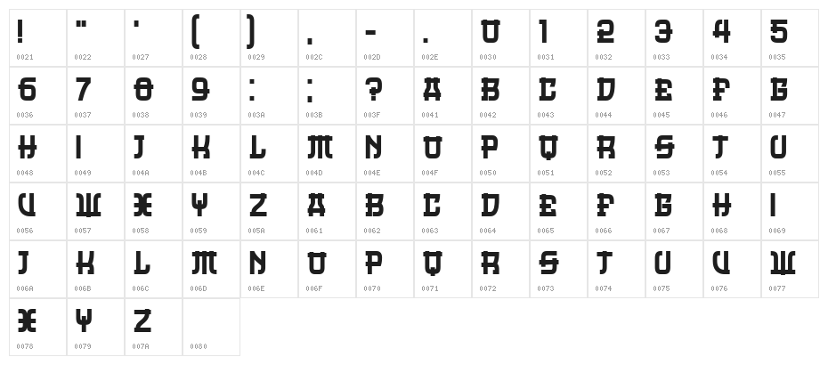 Dasvidaniya Book Bold Character Map