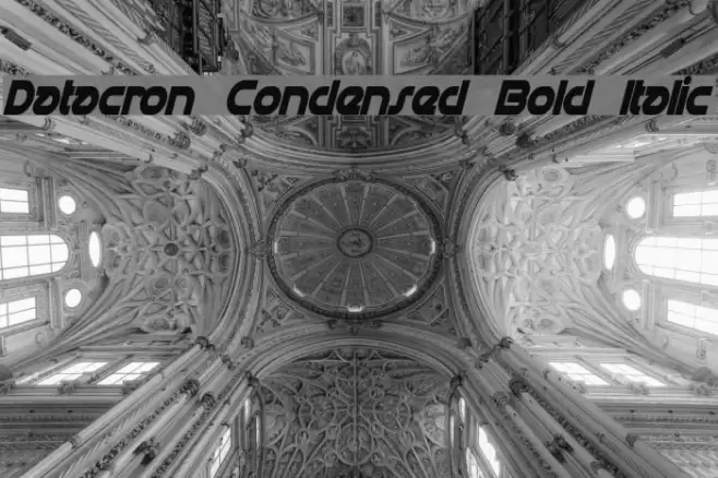 Datacron Condensed Bold Italic Fuentes examples