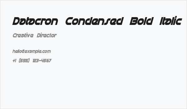 Datacron Condensed Bold Italic Business Card